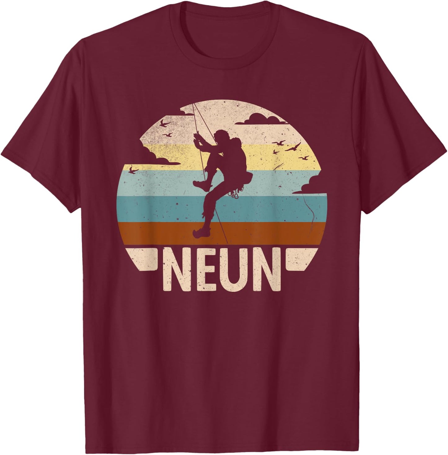 Kletterer Bouldern 9 Jahre Jungen 9 Geburtstag Klettern T-Shirt - T-Shirt | Maroon