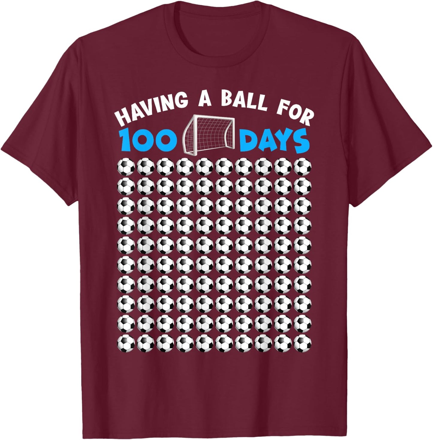 100 Days Of School Soccer 100th Day Of School For Boys Kids T-Shirt - T-Shirt | Maroon