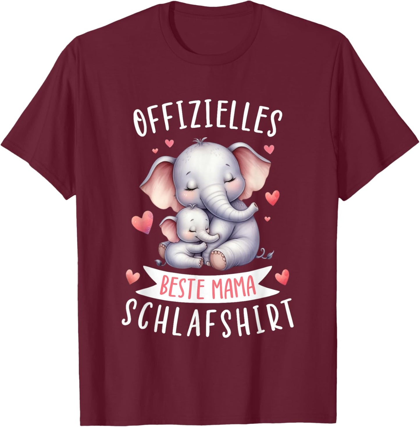 Official Best Mum Sleep Shirt Mother's Day Elephant Mum , black T-Shirt - T-Shirt | Maroon