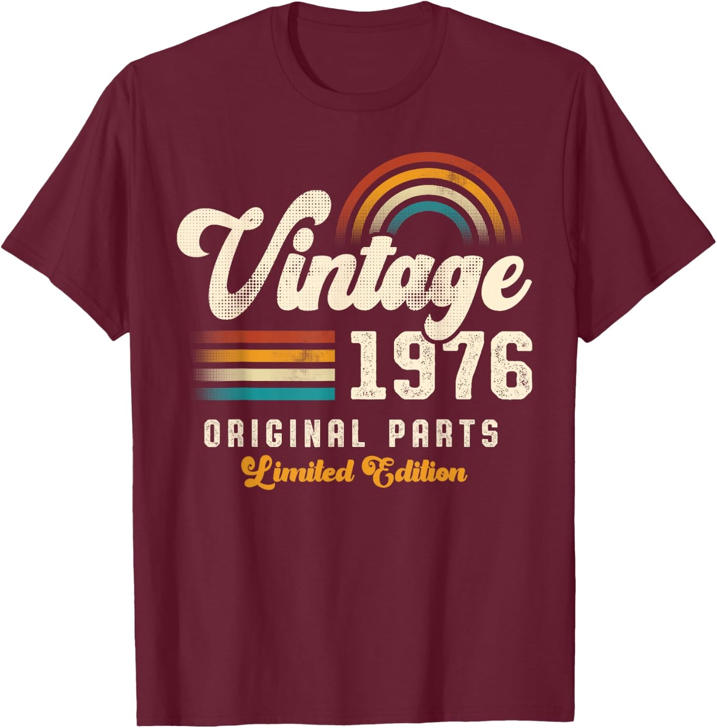 Vintage 1976 Original Parts 49th Anniversary Retro T-Shirt - T-Shirt | Maroon