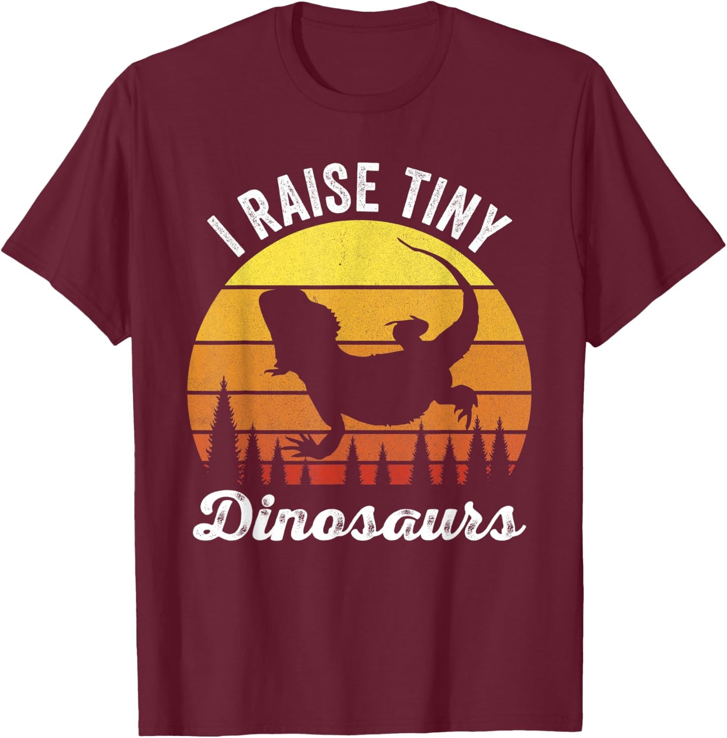 Retro I Raise Tiny Dinosaurs Funny Vintage Bearded Dragon T-Shirt - T-Shirt | Maroon