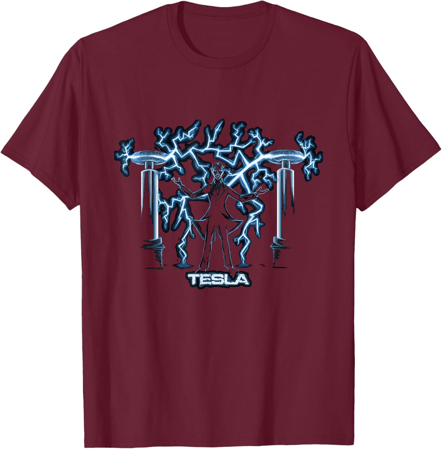 Nikola Tesla, Verrückter Wissenschaftler | Science Engineering T-Shirt - T-Shirt | Maroon