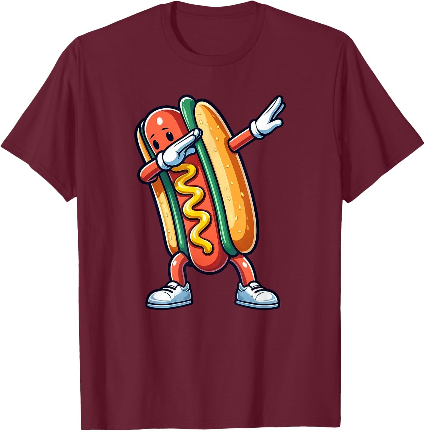 Hot Dog Funny Dabbing Women Kids Lovers T-Shirt - T-Shirt | Maroon