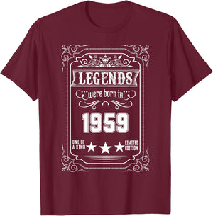 66th Birthday Vintage Legends Born In 1959 66 Years Old T-Shirt - T-Shirt | Maroon