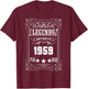 66th Birthday Vintage Legends Born In 1959 66 Years Old T-Shirt - T-Shirt | Maroon