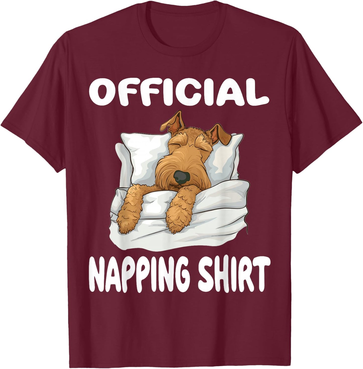 Airedale Terrier Dog Official Napping shirt Pajamas T-Shirt - T-Shirt | Maroon