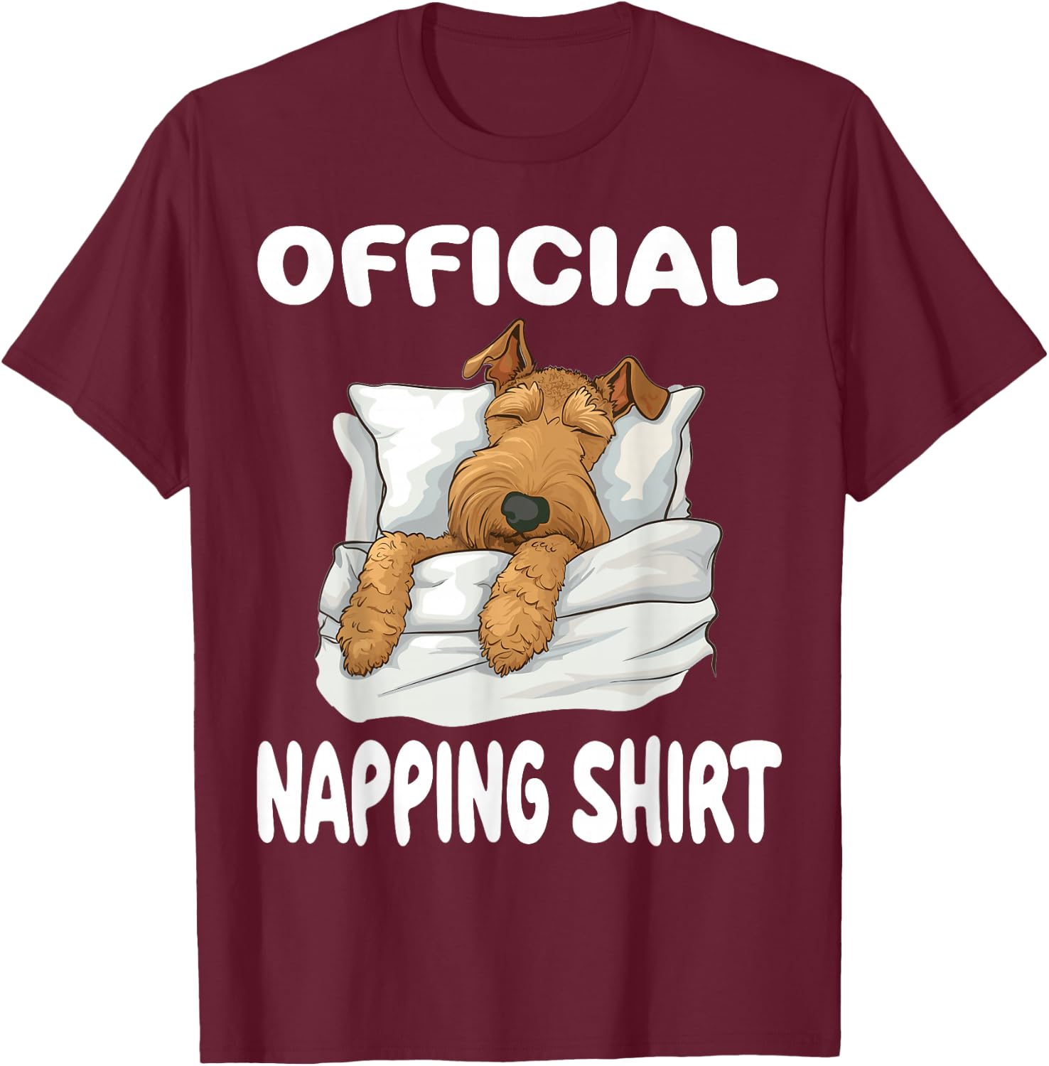 Airedale Terrier Dog Official Napping shirt Pajamas T-Shirt - T-Shirt | Maroon