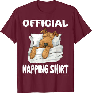 Airedale Terrier Dog Official Napping shirt Pajamas T-Shirt - T-Shirt | Maroon