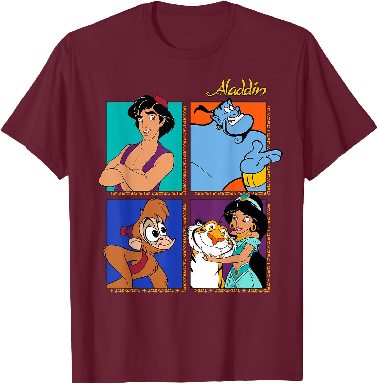 Disney Aladdin Group Shot Box Up T-Shirt - T-Shirt | Maroon