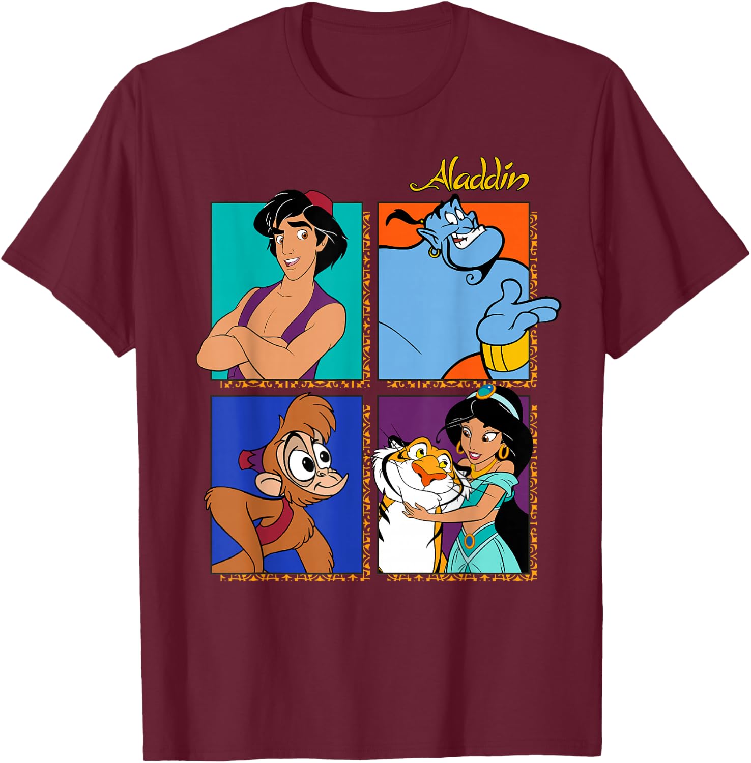 Disney Aladdin Group Shot Box Up T-Shirt - T-Shirt | Maroon