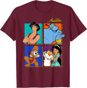 Disney Aladdin Group Shot Box Up T-Shirt - T-Shirt | Maroon