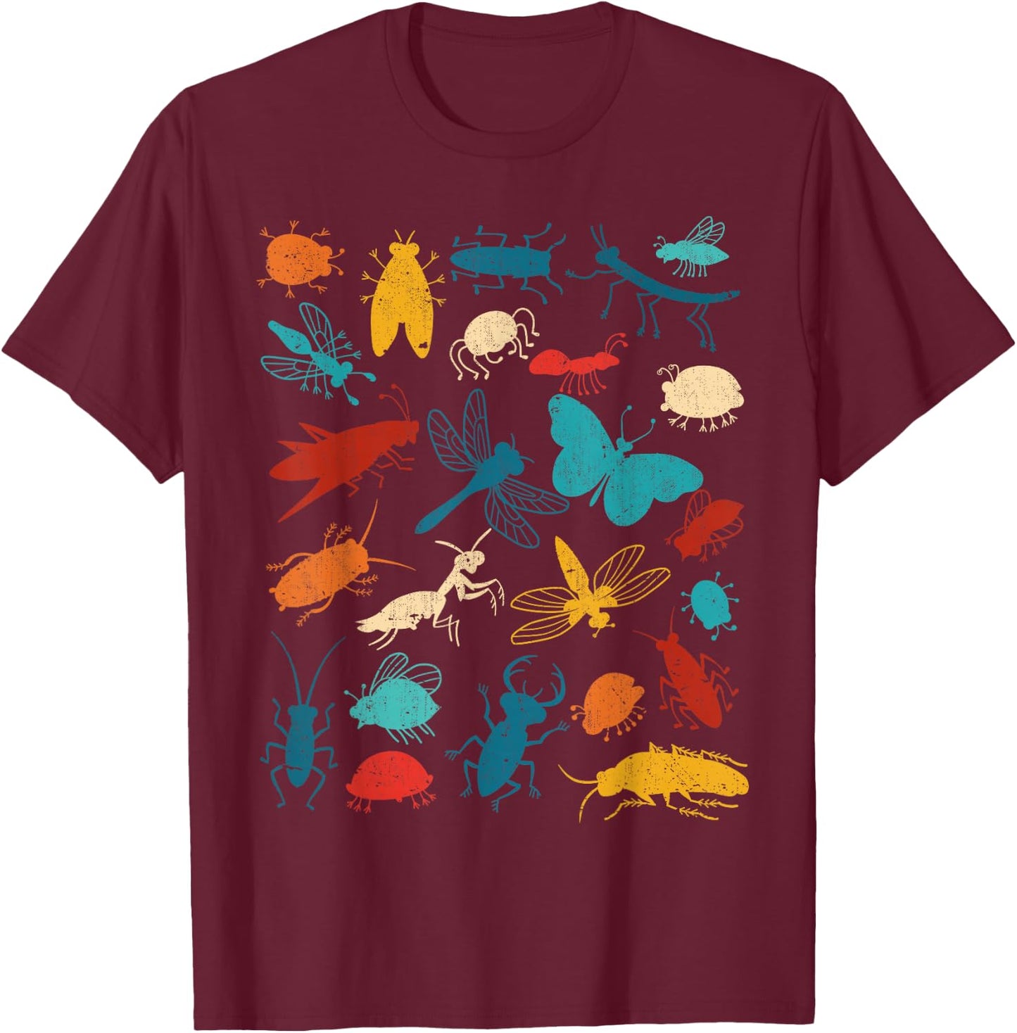 Bunte Insekten Jungen Mädchen Käfer T-Shirt - T-Shirt | Maroon