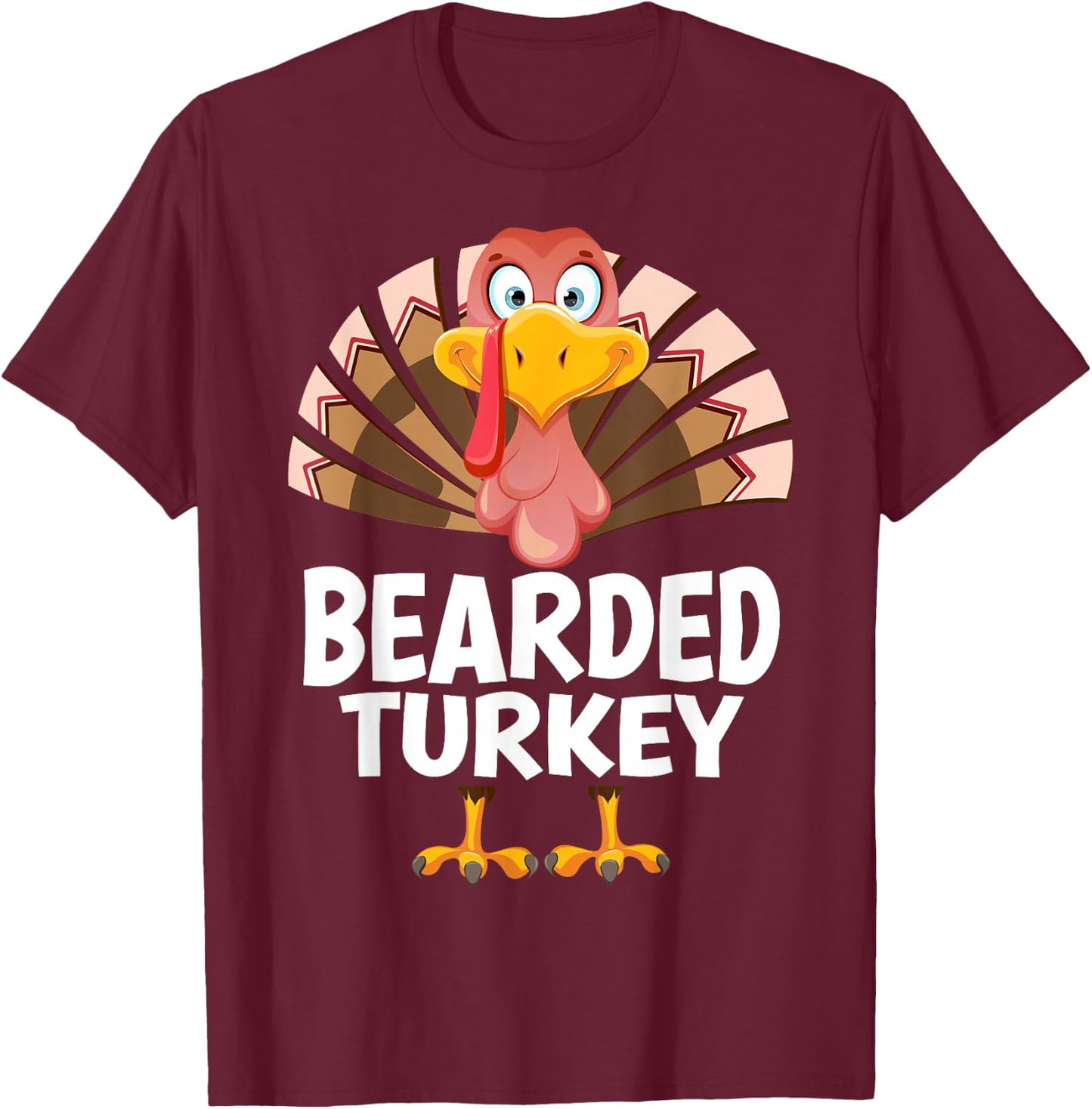 Thanksgiving Bearded Turkey Matching Pajama T-Shirt - T-Shirt | Maroon