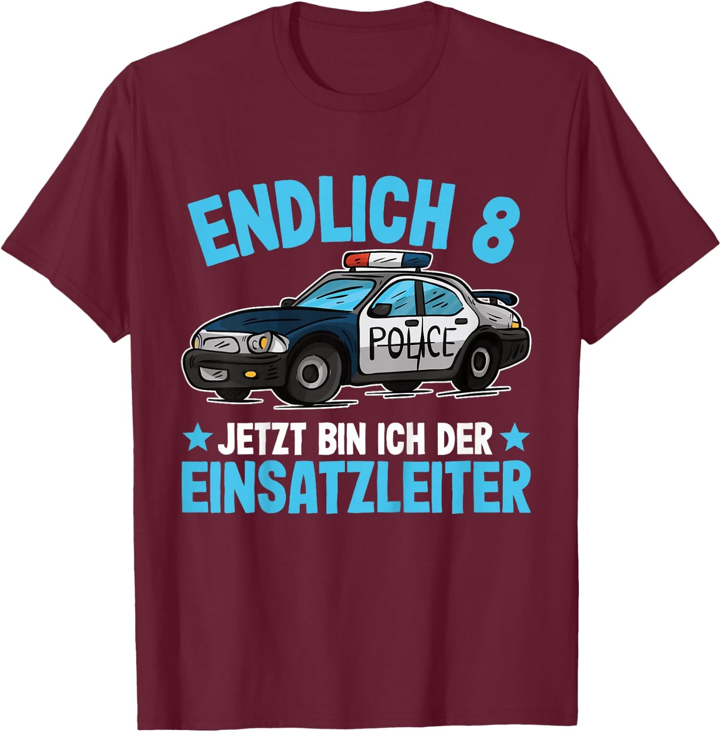Polizei Shirt 8 Jahre Jungen | Polizei 8. Geburtstag T-Shirt - T-Shirt | Maroon