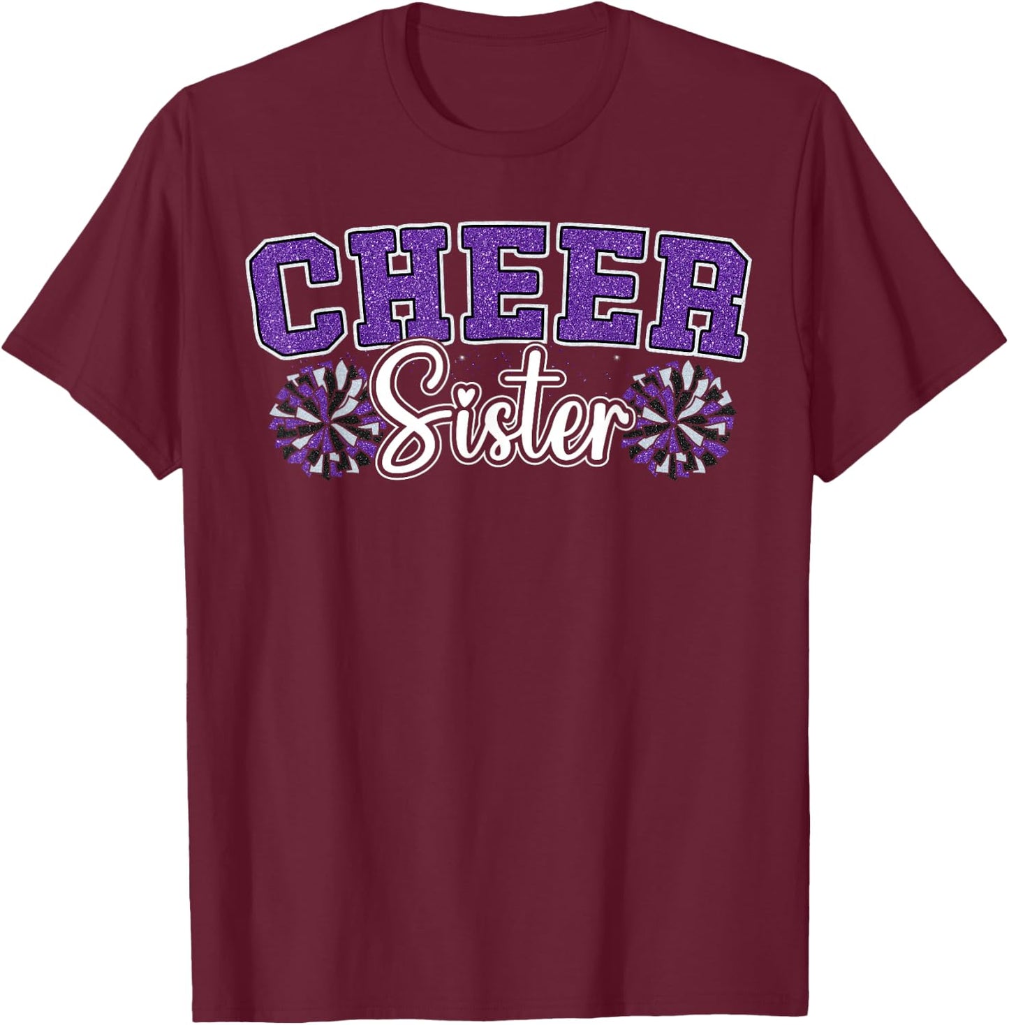 Cheer Sister My Favorite Cheerleader Calls Me Sisters Purple T-Shirt - T-Shirt | Maroon