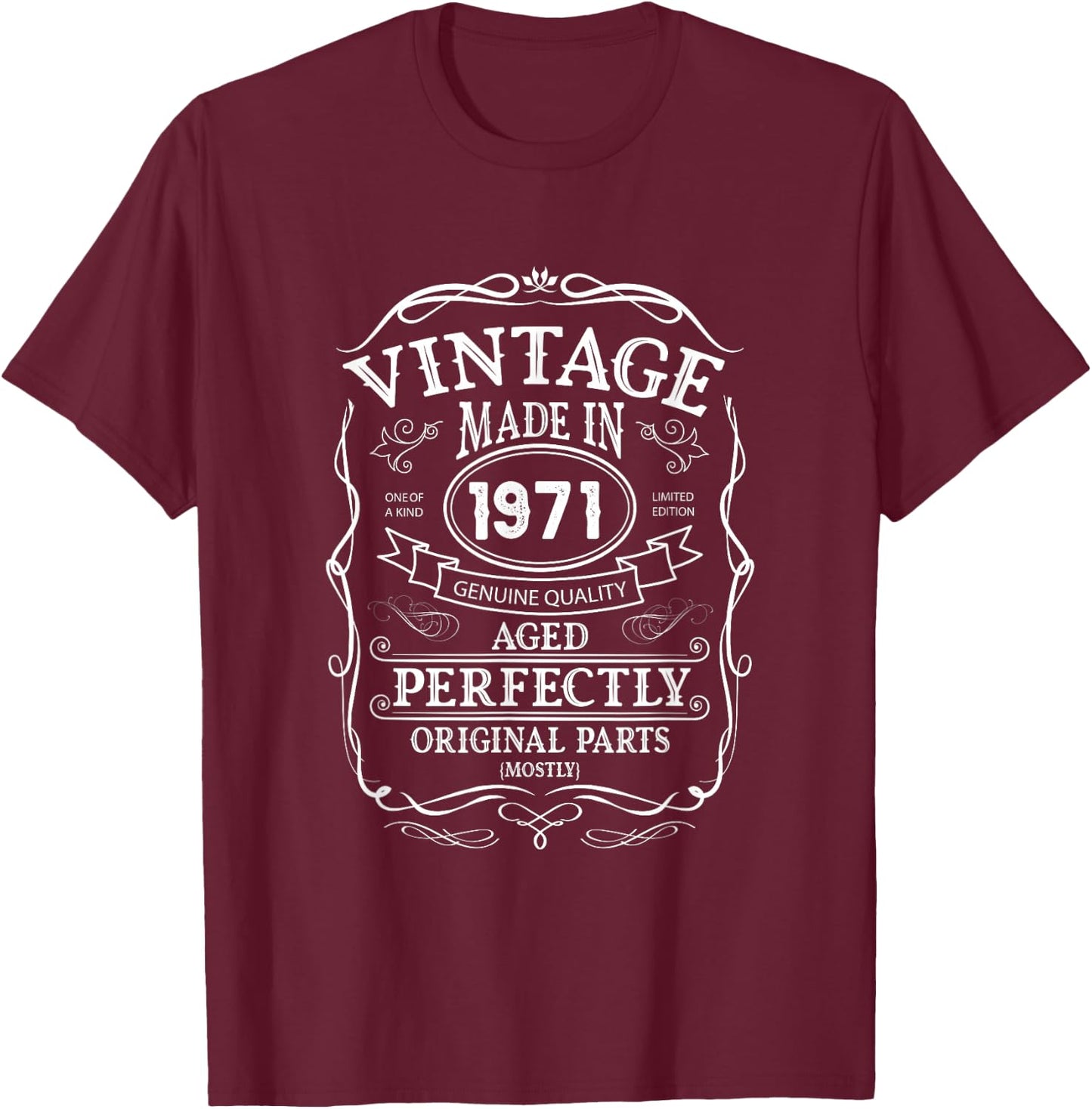 55. Geburtstag, Retro Vintage Design, Mann, Frau 1971 T-Shirt - T-Shirt | Maroon