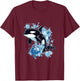 Orca Whale Bubbles Graphic T-Shirt - T-Shirt | Maroon