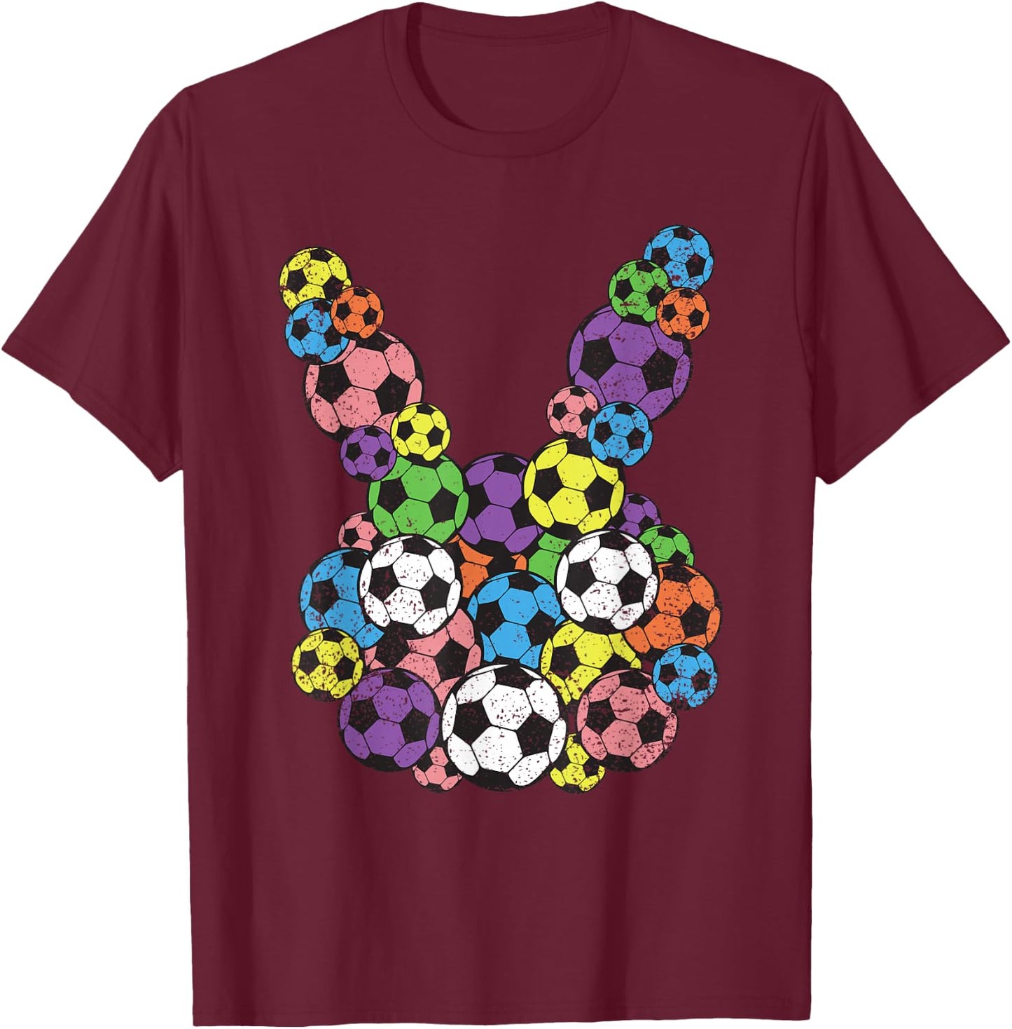 Easter Soccer Lover Bunny Head Ball Egg Hunting Spring T-Shirt - T-Shirt | Maroon