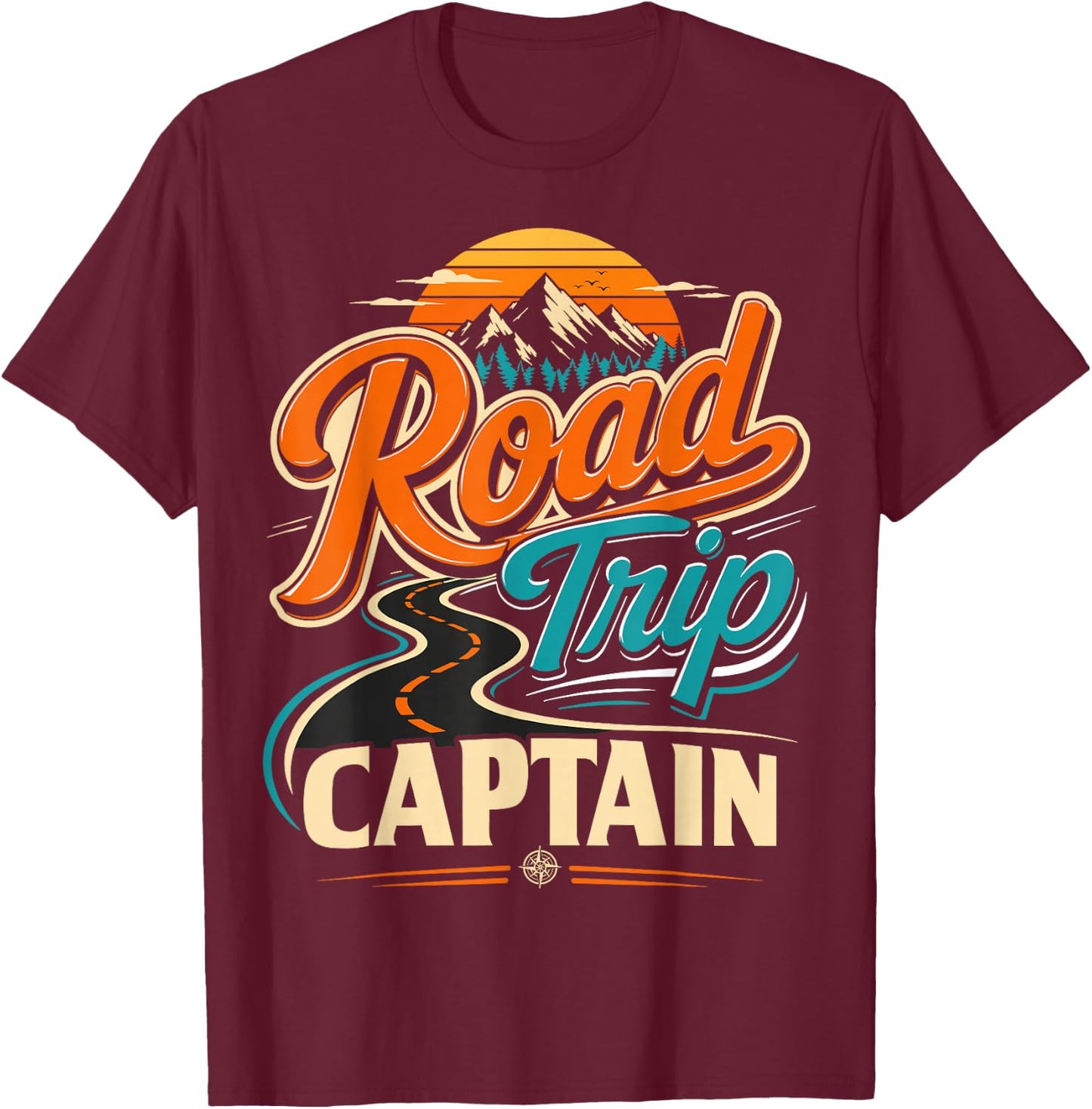 Retro Road Trip Captain Adventure T-Shirt - T-Shirt | Maroon