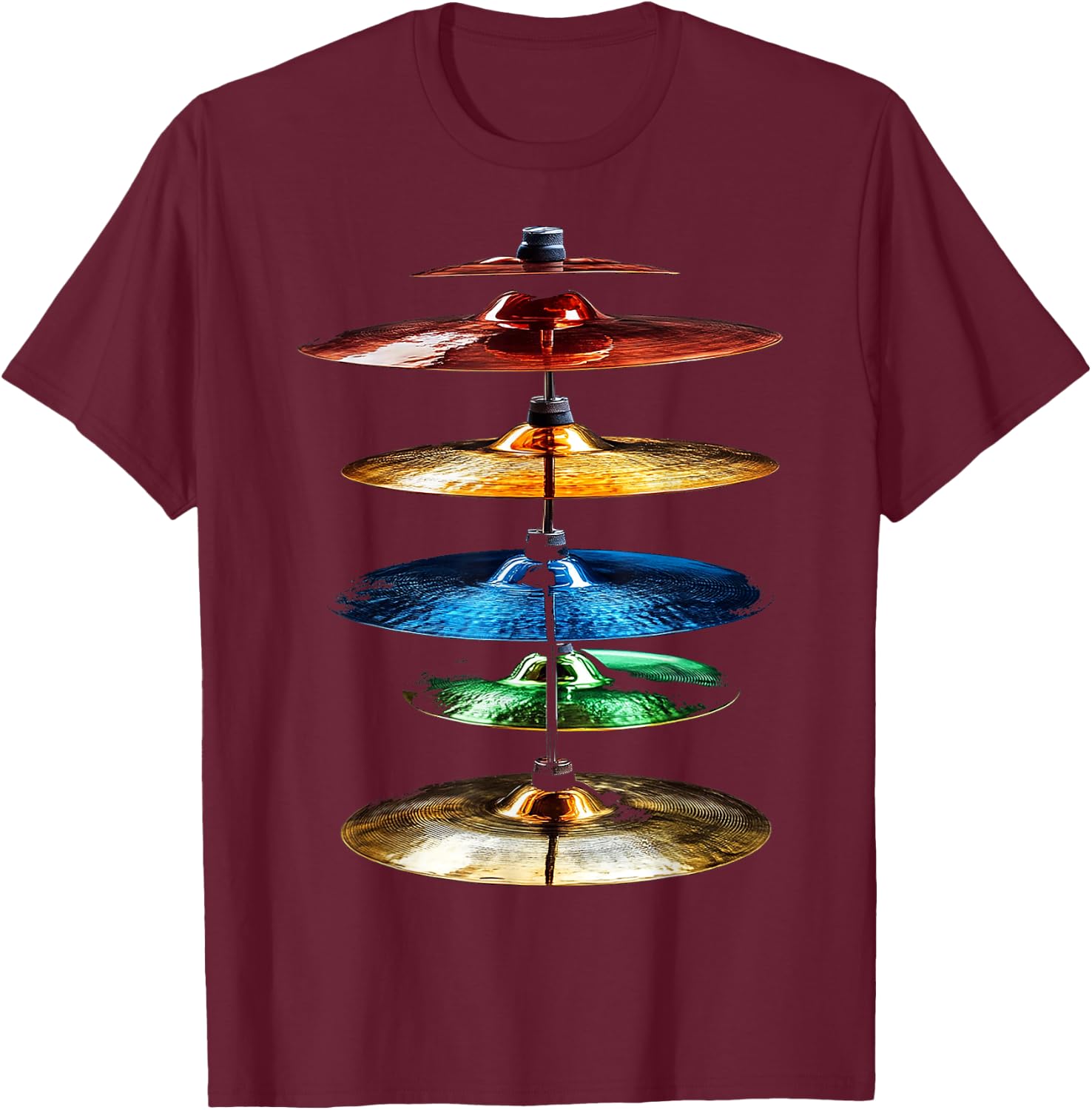 Cymbals Music Instrument Motif Illustration Cymbals T-Shirt - T-Shirt | Maroon