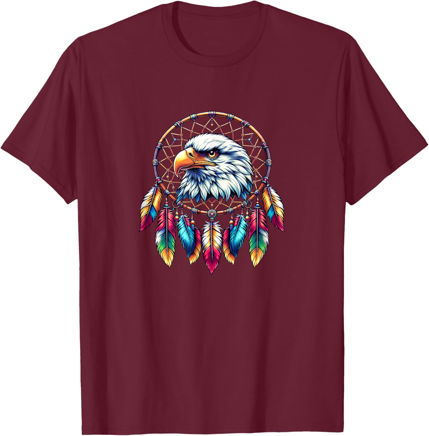 Bald Eagle Dream Catcher - Native American Dreamcatcher T-Shirt - T-Shirt | Maroon