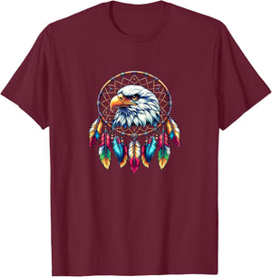 Bald Eagle Dream Catcher - Native American Dreamcatcher T-Shirt - T-Shirt | Maroon