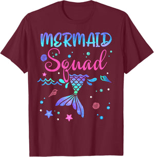 Mermaid Squad Birthday Mermaid Tail Family Matching Beach T-Shirt - T-Shirt | Maroon