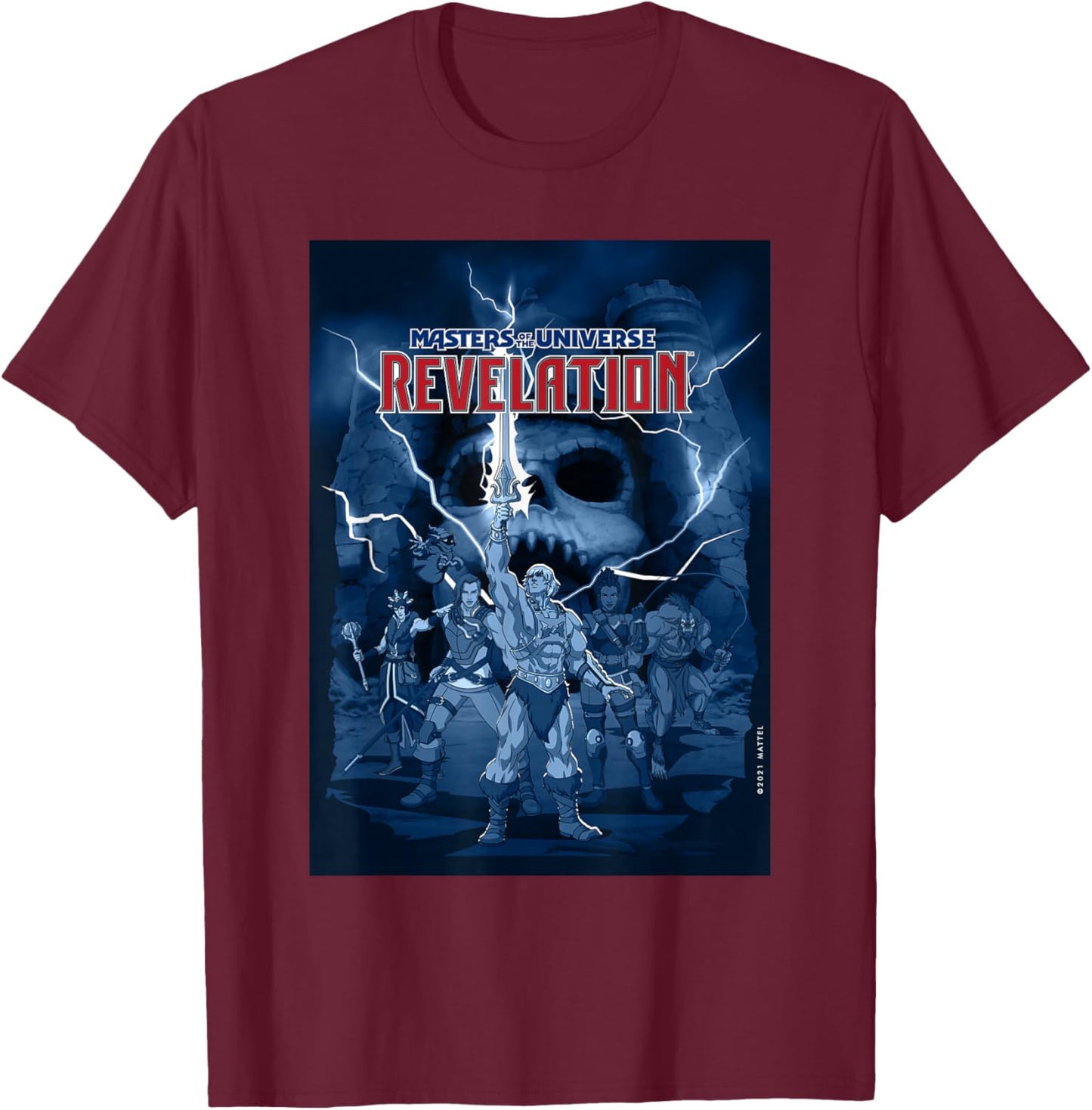 Masters of the Universe Revelation Lightning Poster T-Shirt - T-Shirt | Maroon