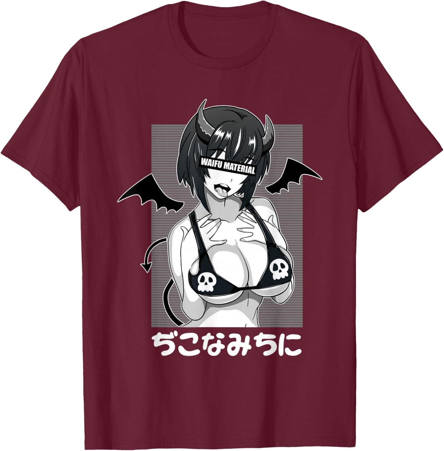 Anime Waifu Hentai Anime Lover Anime Girl Japanese Aesthetic , black T-Shirt - T-Shirt | Maroon
