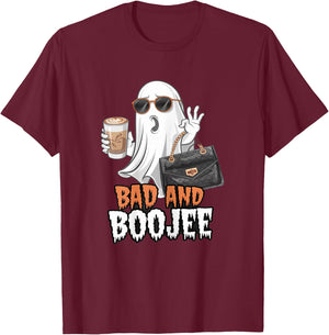 Halloween B00Jee Ghost Funny Spooky Season Bad and Boo-Jee T-Shirt - T-Shirt | Maroon