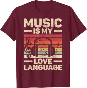 Music Is My Love Language Musician Outfit EDM Music Lover DJ T-Shirt - T-Shirt | Maroon