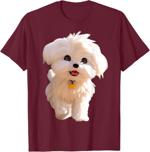 Bichon Maltese Small Dog Bichon Maltese Love Cute , Black, S T-Shirt - T-Shirt | Maroon