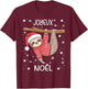 Joyeux Noël French Sloth Hanging Merry Christmas T-Shirt - T-Shirt | Maroon