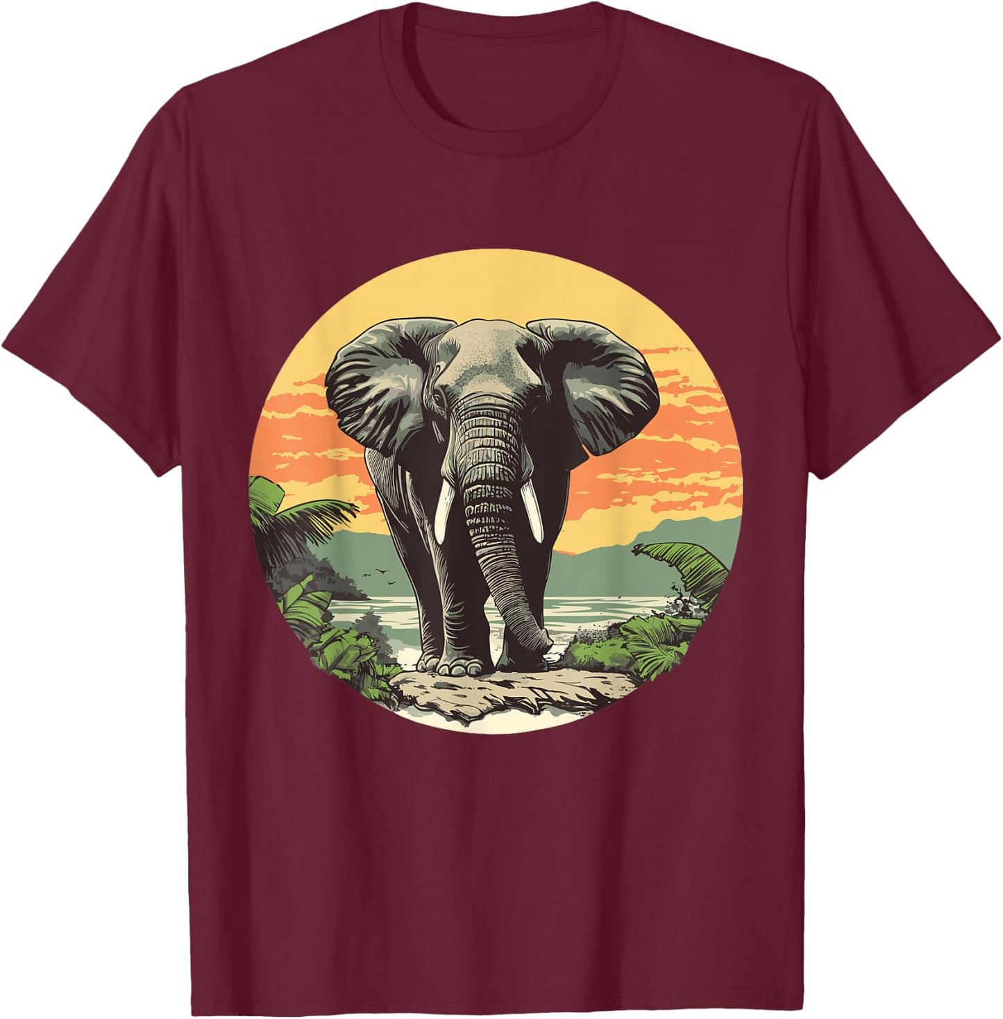 Elephant in Nature, Elephant T-Shirt - T-Shirt | Maroon