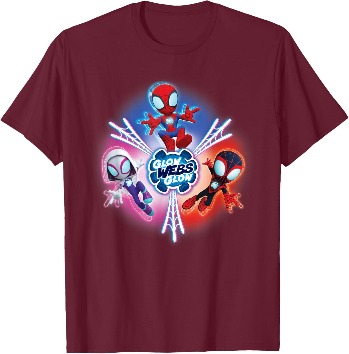 Marvel Spidey and His Amazing Friends Glow Webs Glow Icon , black T-Shirt - T-Shirt | Maroon