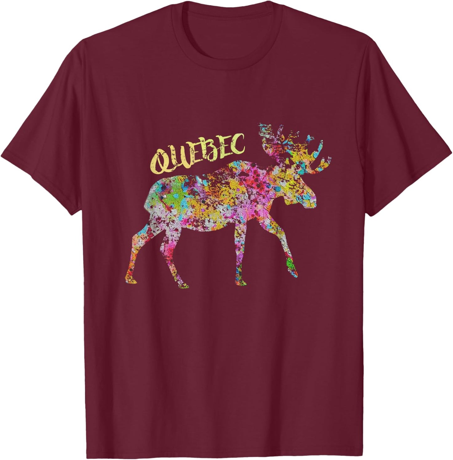 Quebec Moose Graphic | Québec Canada T-Shirt - T-Shirt | Maroon