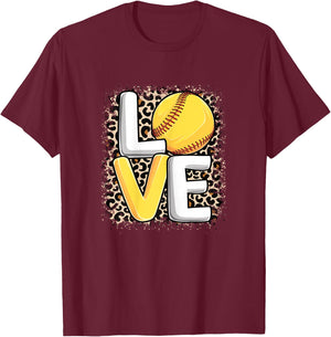 Cute Love Softball Women Girls Softball Lover T-Shirt - T-Shirt | Maroon