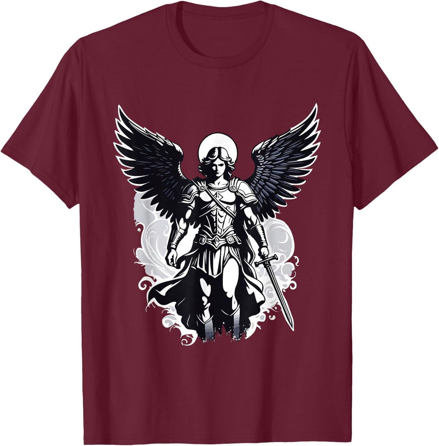 Christian Archangel Saint Michael , Black, S T-Shirt - T-Shirt | Maroon