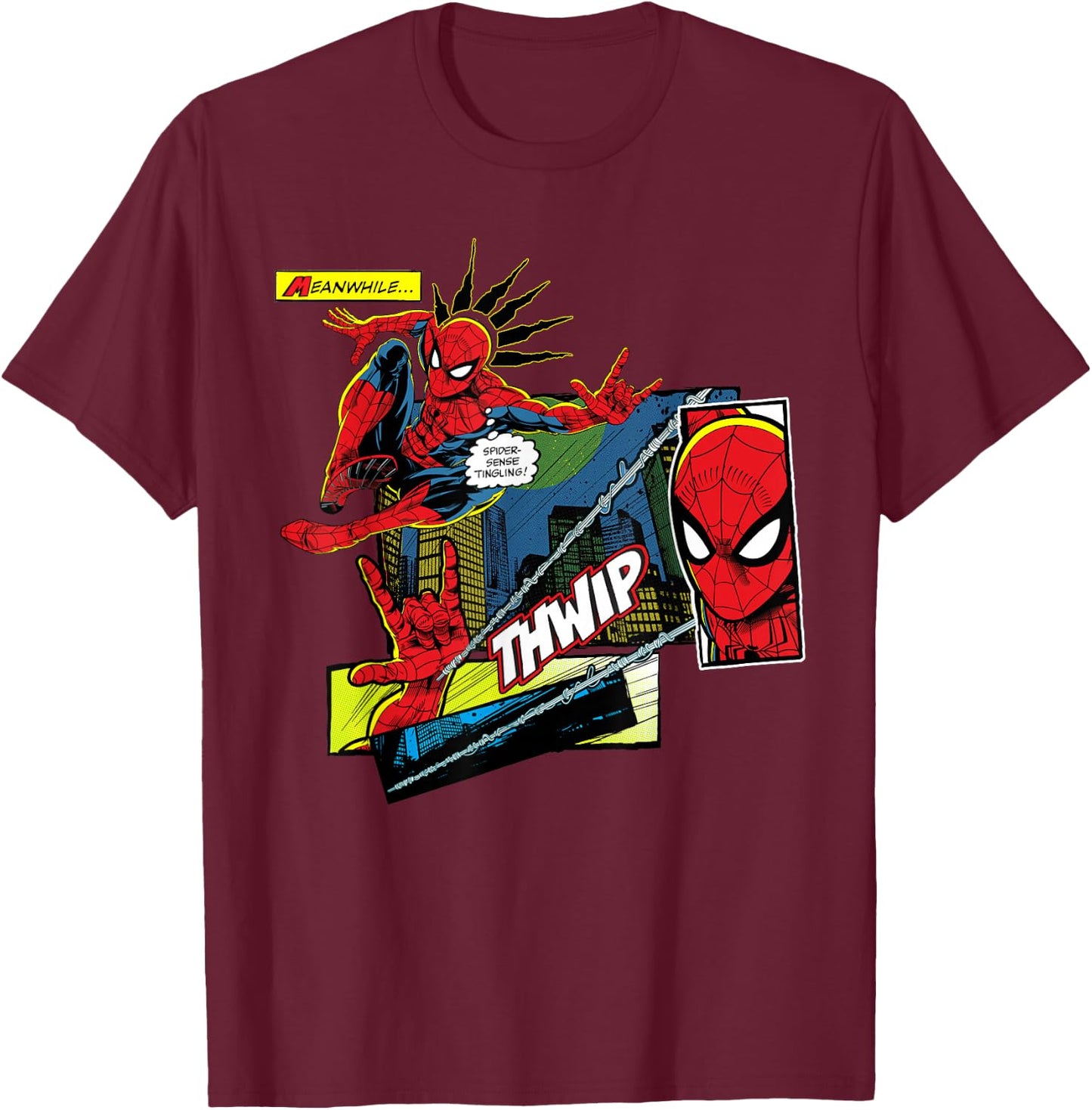 Marvel Studios Spider-Man: BND Movie 2026 Spider-Sense Comic T-Shirt - T-Shirt | Maroon