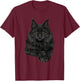 Realistic Cute Maine Coon cat Sitting for Lovers Animals T-Shirt - T-Shirt | Maroon