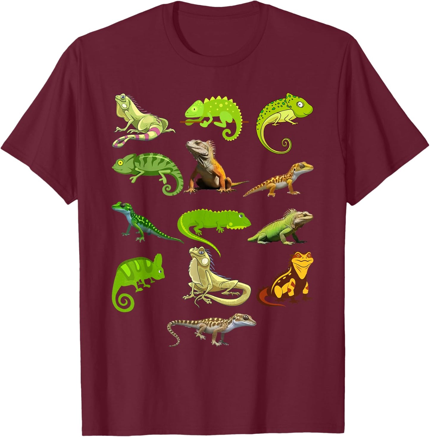 Kids Lizard Collage Bearded Dragon T-Shirt - T-Shirt | Maroon