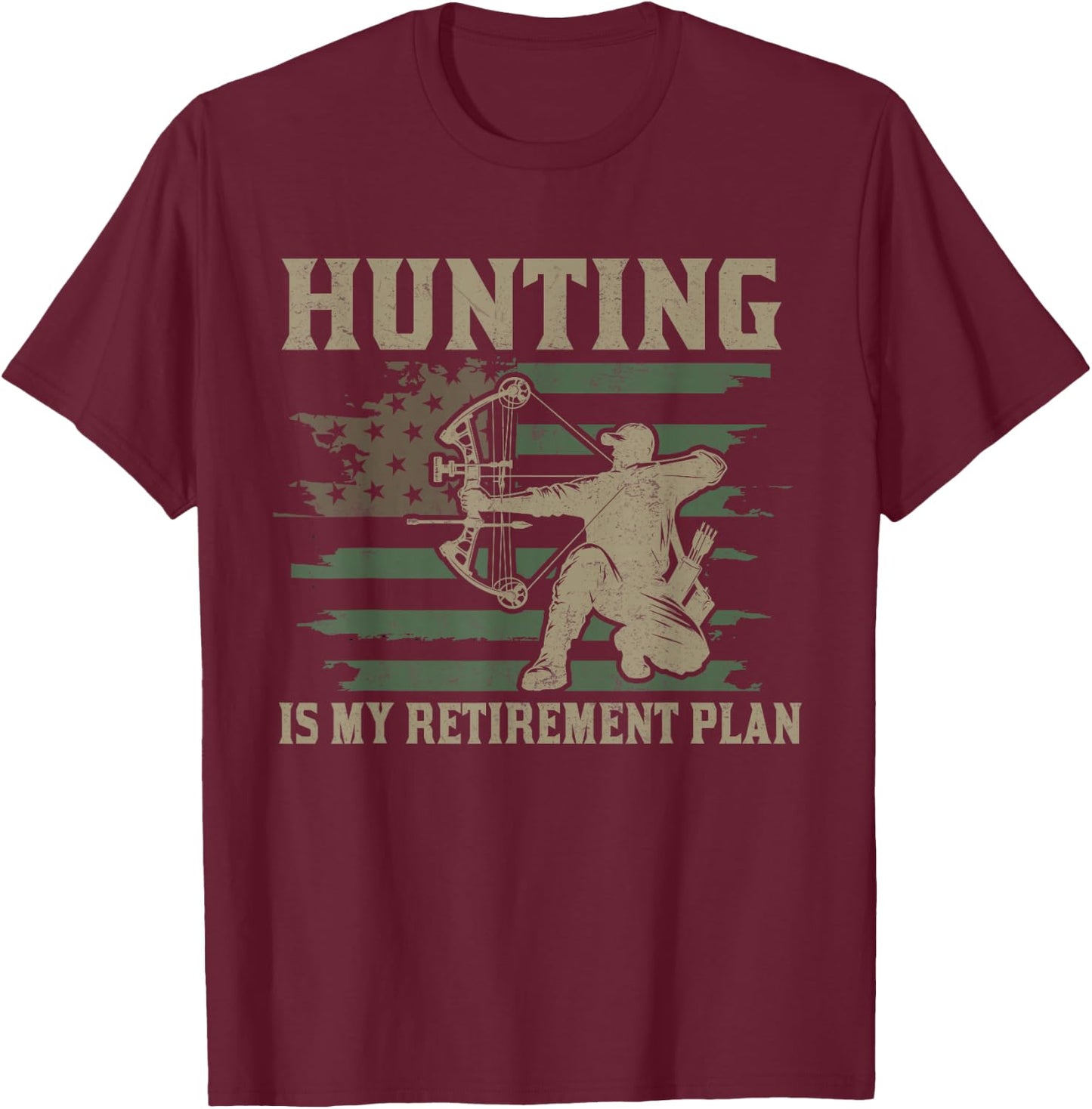 Funny Dad Retired Grandpa Hunting is My Retirement Plan T-Shirt - T-Shirt | Maroon