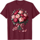 Blushing Rose Bouquet with Delicate Pink Ribbon T-Shirt - T-Shirt | Maroon