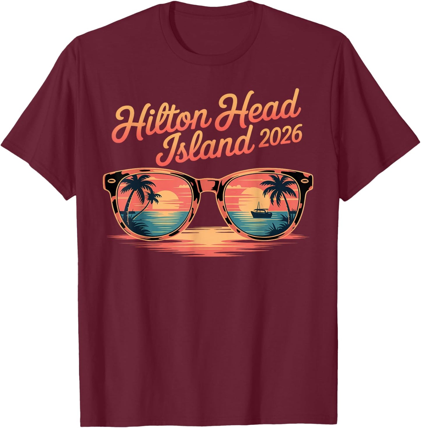 Hilton Head Island Family Vacation 2026 South Carolina Crew T-Shirt - T-Shirt | Maroon