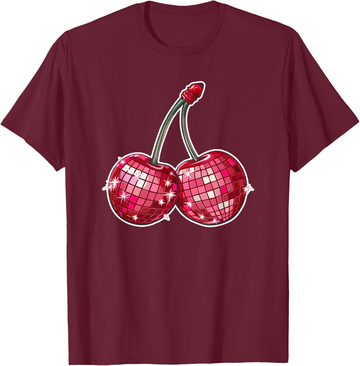 Red Disco Ball Cherries Cherry T-Shirt - T-Shirt | Maroon
