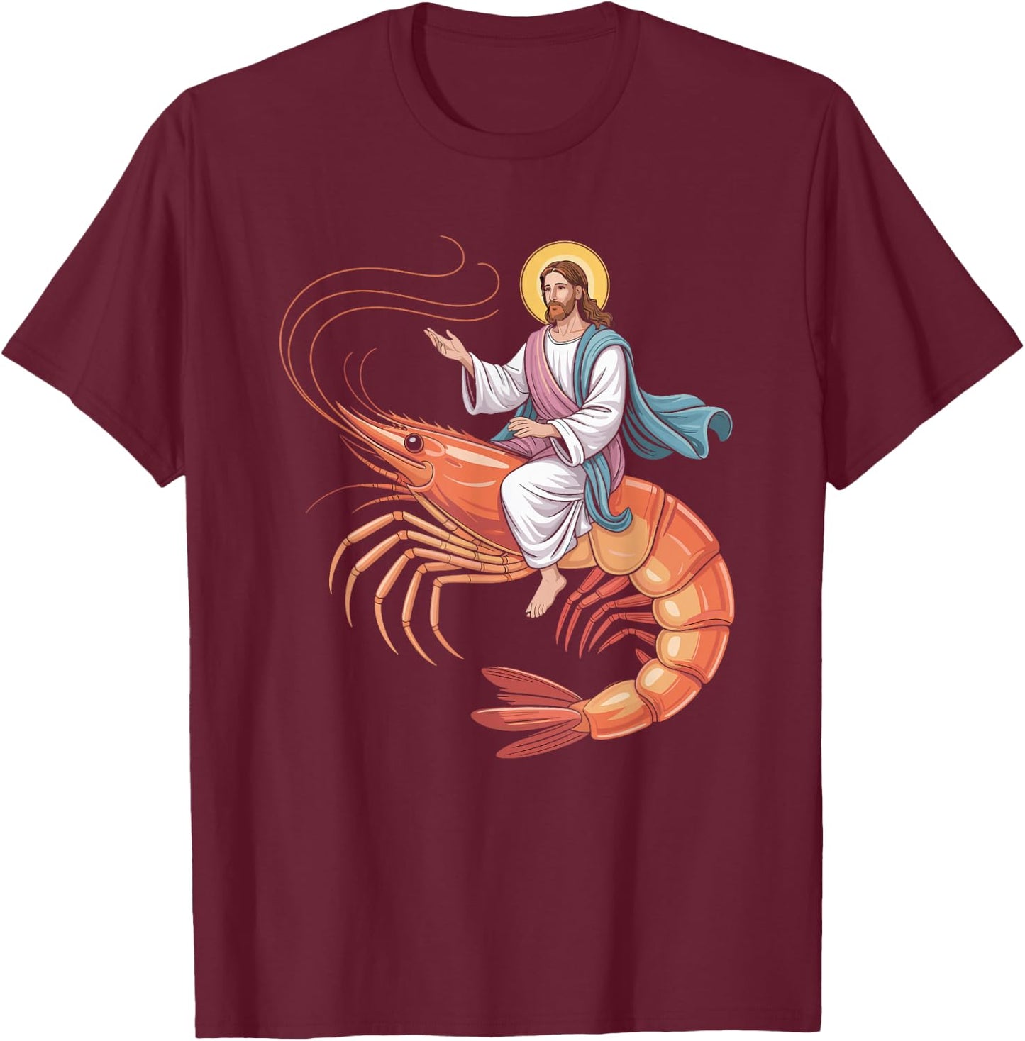 Holy Shrimp Meme Parody Design T-Shirt - T-Shirt | Maroon