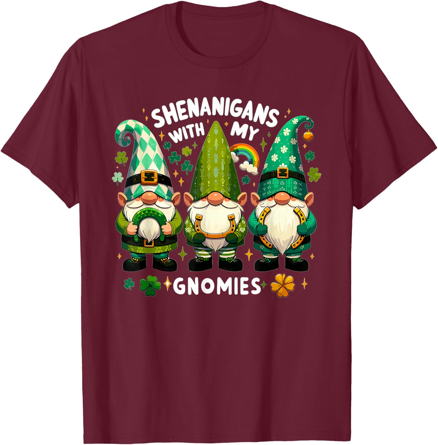 St Patricks Day Shirt Women - Shenanigans With My Gnomies T-Shirt - T-Shirt | Maroon