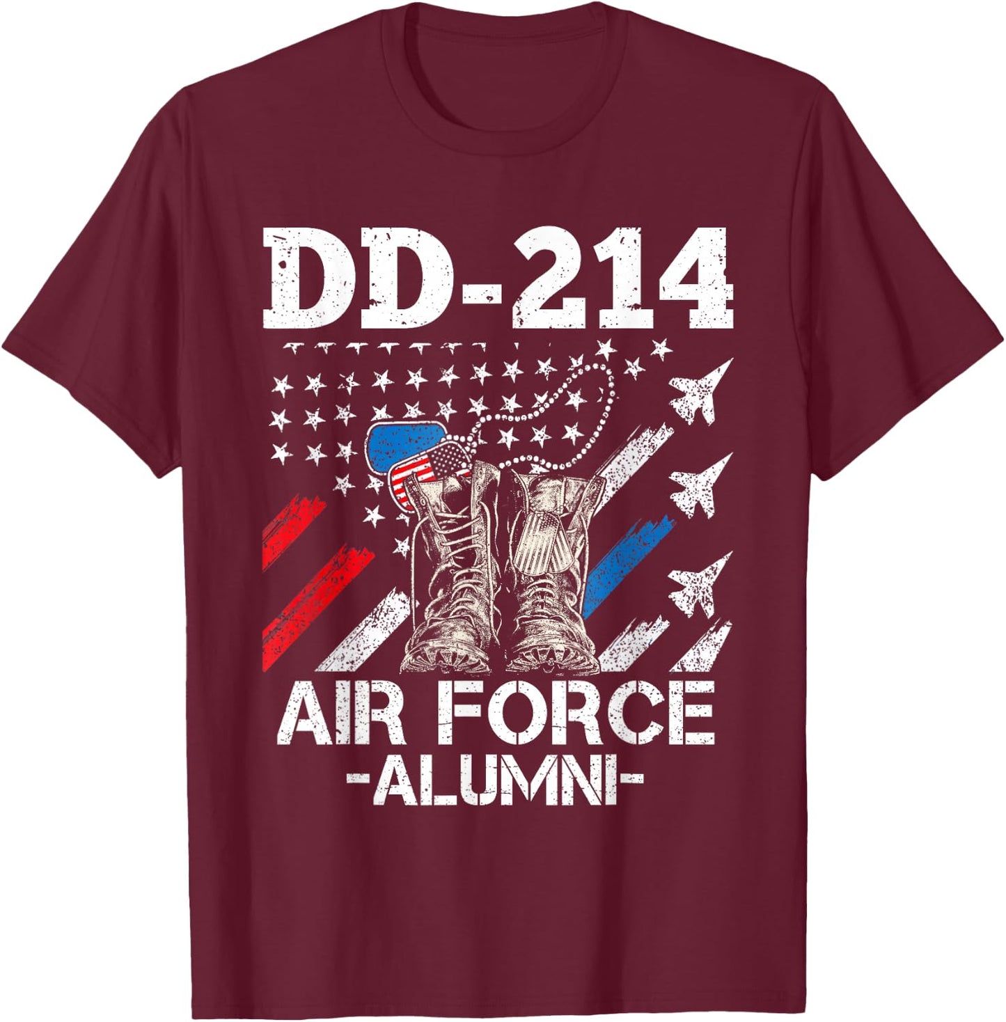DD-214 Air Force Alumni | US Veteran Dad Grandpa USAF Proud T-Shirt - T-Shirt | Maroon
