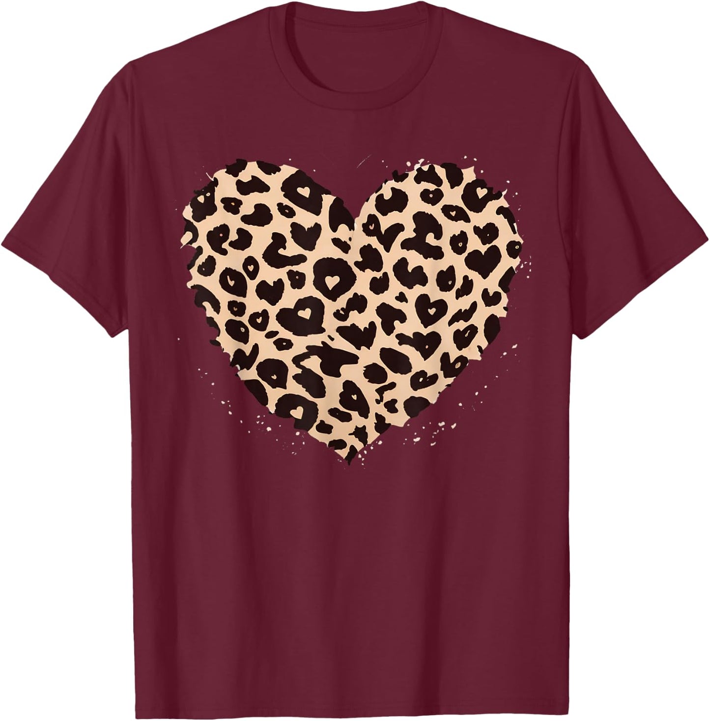 Cheetah Leopard Heart Girls Animal Print , black T-Shirt - T-Shirt | Maroon