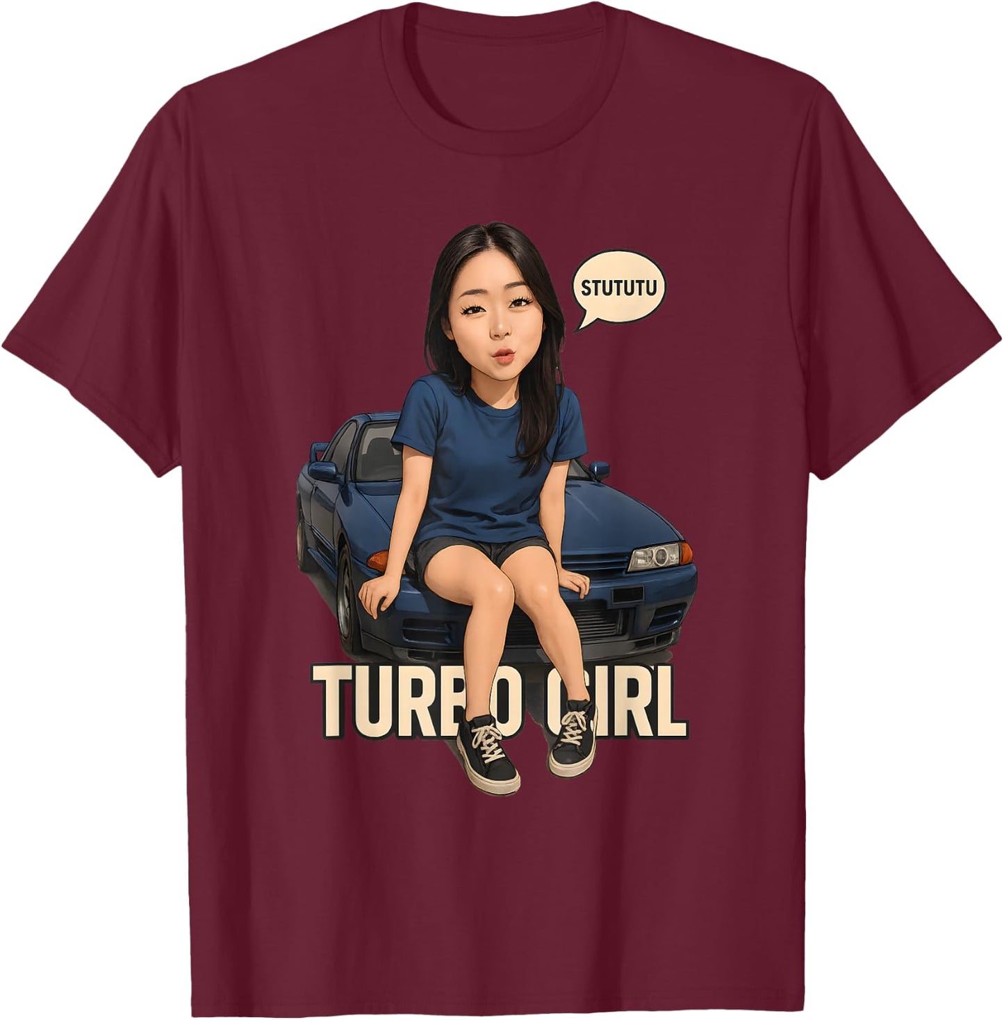 Turbo Girl Stututu Shirt JDM Tuner CONRAIMENT Design T-Shirt - T-Shirt | Maroon